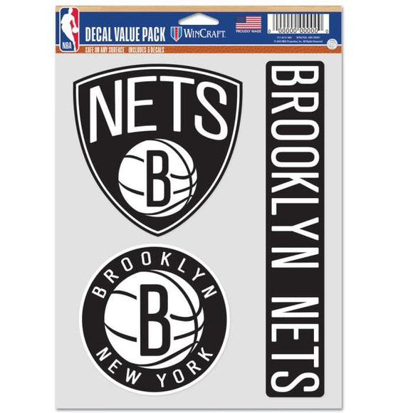 DECAL STICKER 3 PACK NBA BROOKLYN NETS