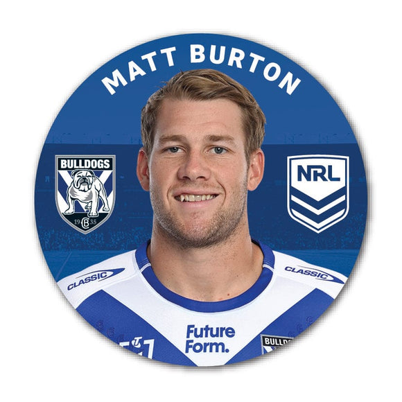 Canterbury Bankstown Bulldogs Matt Burton 2024 Player 58mm Button Badge