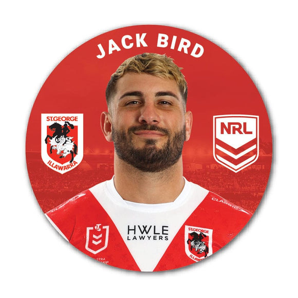 St George Illawarra Dragons Jack Bird 2024 Player 58mm Button Badge