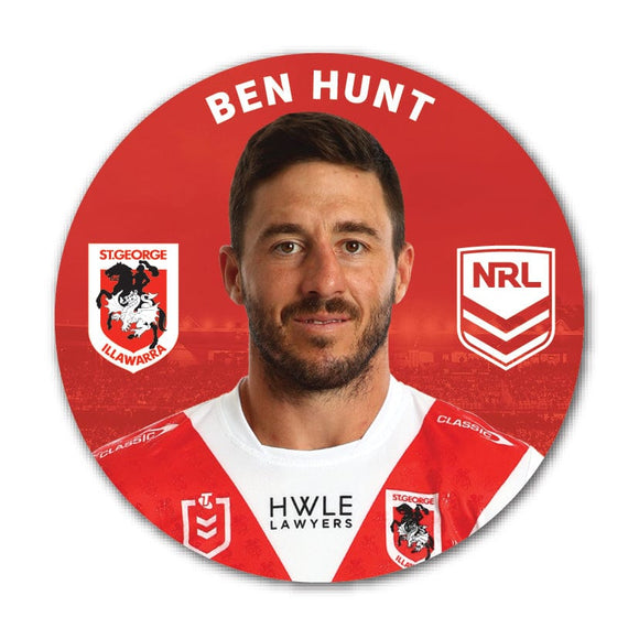 St George Illawarra Dragons Ben Hunt 2024 Player 58mm Button Badge