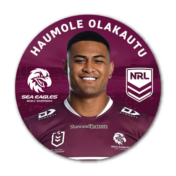 Manly Sea Eagles Haumole Olakauatu 2024 Player 58mm Button Badge