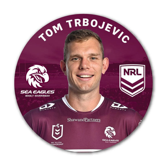 Manly Sea Eagles Tom Trbojevic 2024 Player 58mm Button Badge