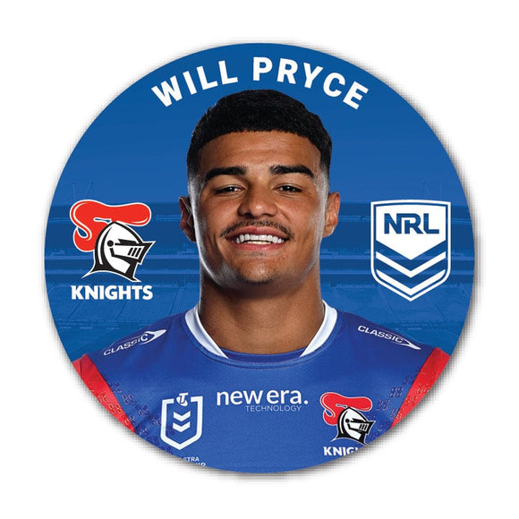 Newcastle Knights Will Pryce 2024 Player 58mm Button Badge