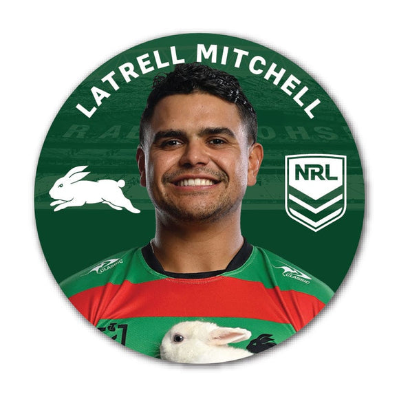 South Sydney Rabbitohs Latrell Mitchell 2024 Player 58mm Button Badge