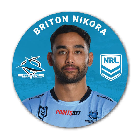 Sharks Briton Nikora 2024 Player 58mm Button Badge