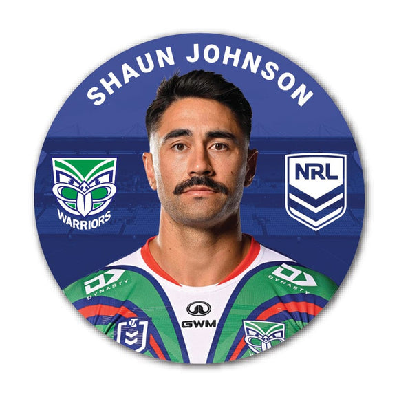 New Zealand Warriors Shaun Johnson 2024 Player 58mm Button Badge