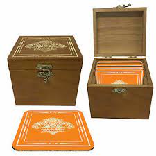 West Tigers Set of 4 Coasters in Wooden Box