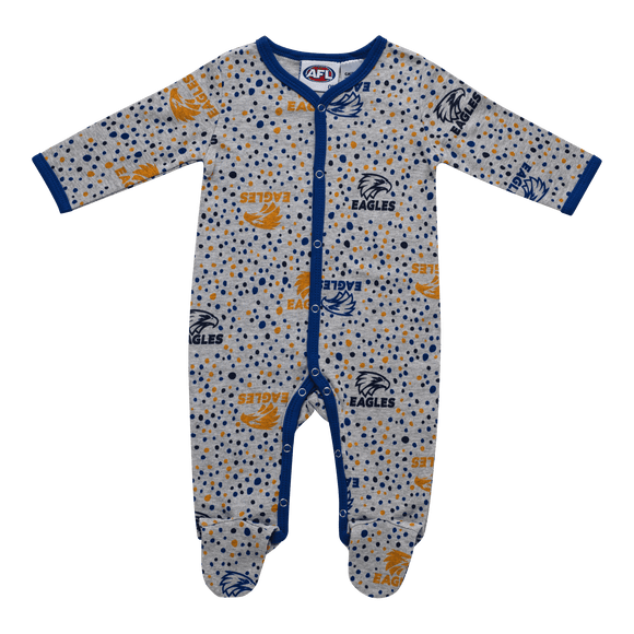 West Coast Eagles Babies Long Sleeve Coverall Romper Clearance
