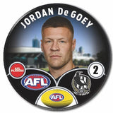 Collingwood 2024 player badge of DeGoey