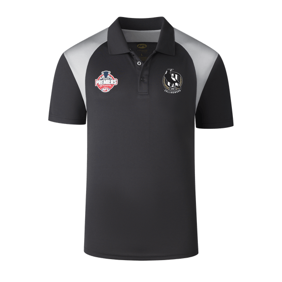 Collingwood Magpies 2023 Premiers Mens Charcoal Polo