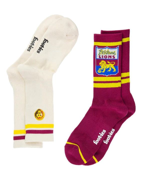 Brisbane Lions Footies Icons Snecker Socks 2 pack
