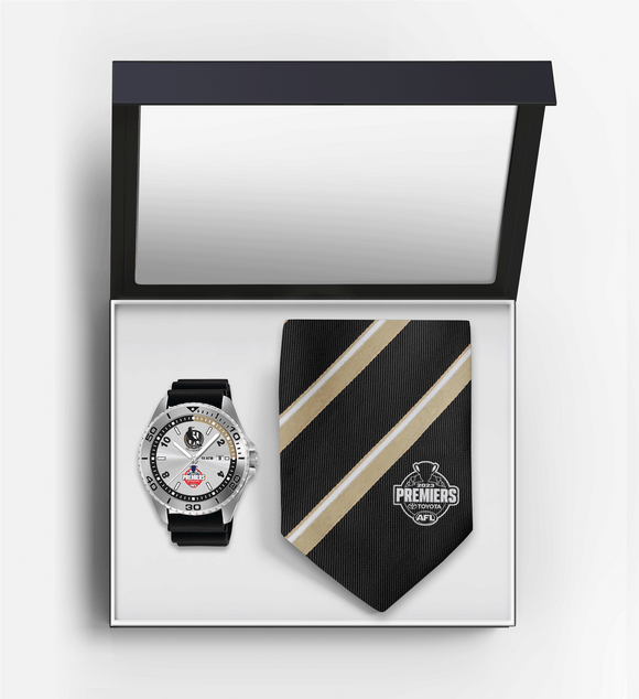 Collingwood Magpies Premiers Try Series Watch & Tie GIFT SET 2023