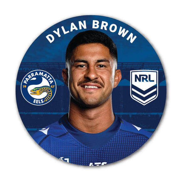 Parramatta Eels Dylan Brown 2024 Player 58mm Button Badge