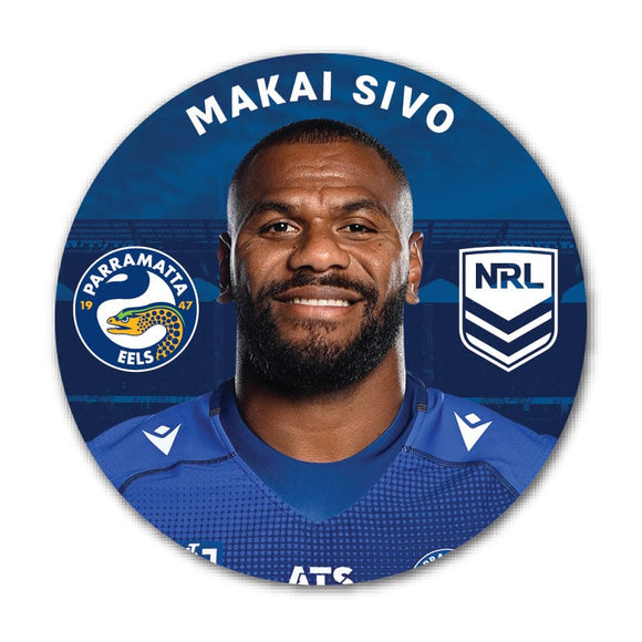 Parramatta Eels Makai Sivo 2024 Player 58mm Button Badge