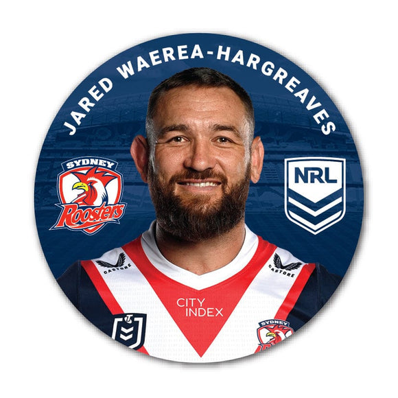 Sydney Roosters Jared Waerea-Hargreaves 2024 Player 58mm Button Badge