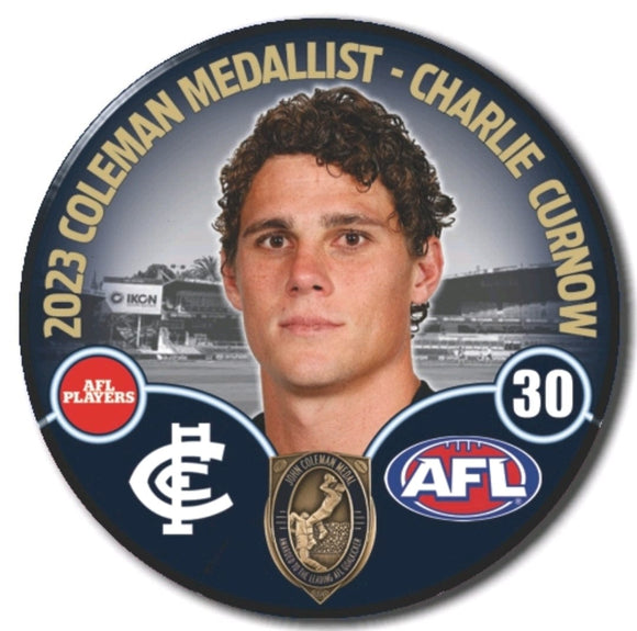 Charlie Curnow 2023 Coleman Medallist Badge Carlton Blues