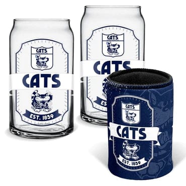 GEELONG CATS CAN GLASSES & CAN COOLER