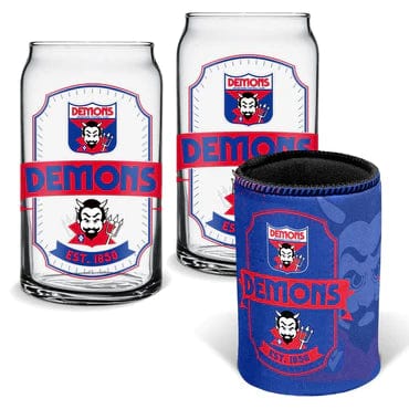 MELBOURNE DEMONS CAN GLASSES & CAN COOLER