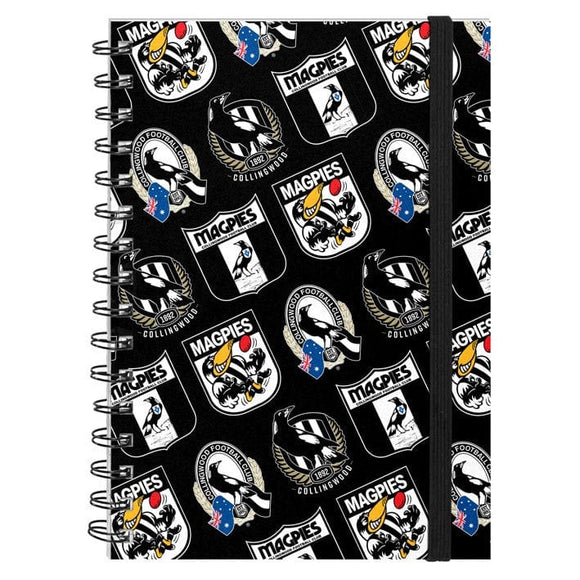 COLLINGWOOD MAGPIES HARD COVER NOTEBOOK
