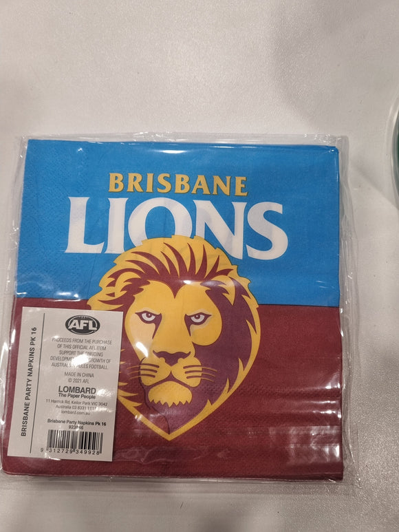 Brisbane Lions Party Napkins Logo 16 Pack