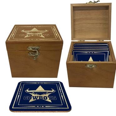 North Queensland Cowboys Set of 4 Coasters in Wooden Box