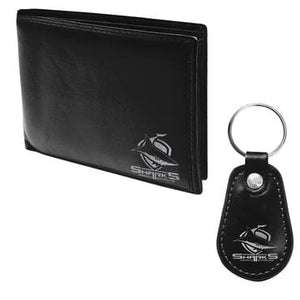 Sharks PU Leather Wallet and Keyring Pack
