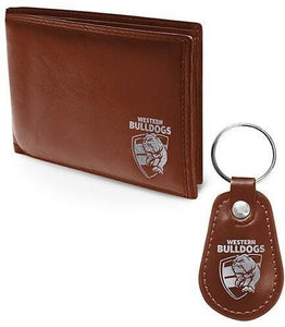 Western Bulldogs Leather Wallet & Keyring Gift Pack
