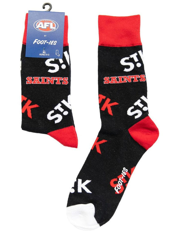 St Kilda Saints Footies Sock Mens Large Logo