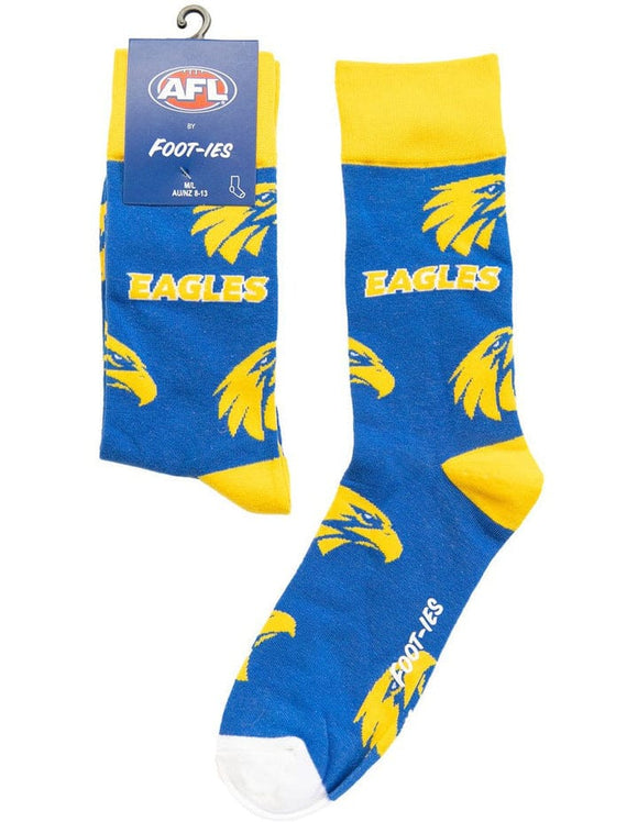 West Coast Eagles Footies Sock Mens Large Logo