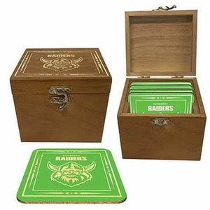 Canberra Raiders Set of 4 Coasters in Wooden Box