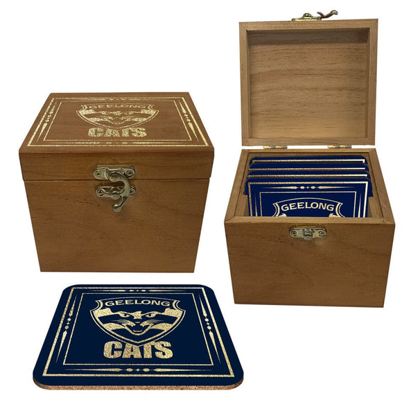 Geelong Cats Set of 4 Coaster in Wooden Box