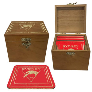 Sydney Swans Set of 4 Coaster in Wooden Box