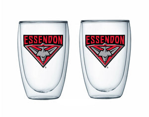 Essendon Bombers Double Wall Glass Twin Pack