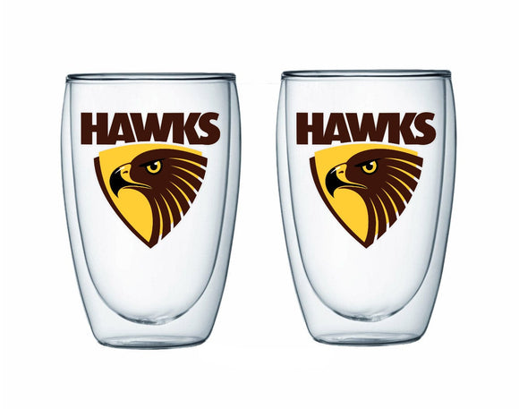 Hawthorn Hawks Double Wall Glass Twin Pack