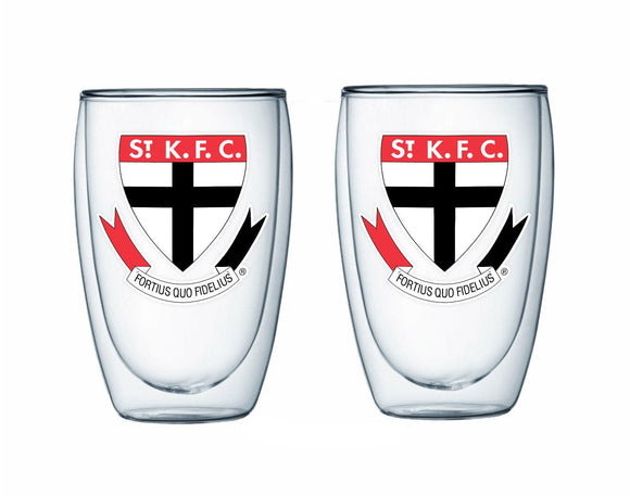 St Kilda Saints Double Wall Glass Twin Pack