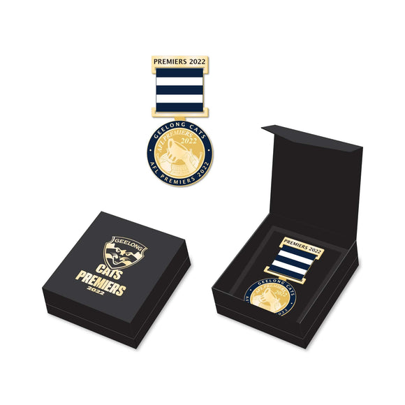 Geelong Cats 2022 Premiers Medal with Ribbon (Boxed) CLEARANCE
