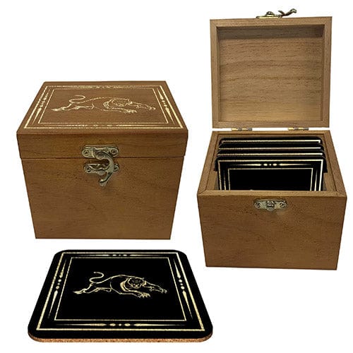 Penrith Panthers Set of 4 Coasters in Wooden Box