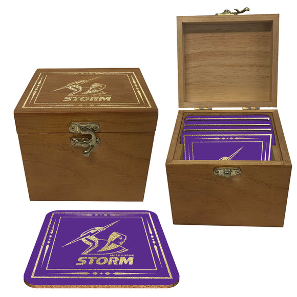 Melbourne Storm Set of 4 Coaster in Wooden Box