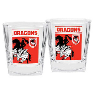 St George Dragons Printed Spirit Glass Twin Pack