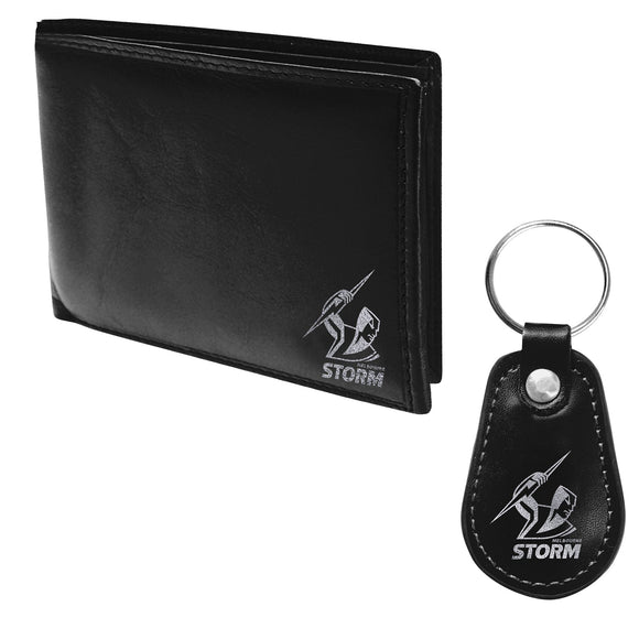 Melbourne Storm Leather Wallet & Keyring Gift Pack