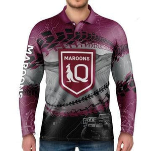 Queensland Maroons Mens Trax Outback Off-Road Fishing Camping Shirts