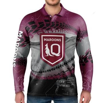 Queensland Maroons Mens Trax Outback Off-Road Fishing Camping Shirts