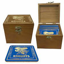 Newcastle Knights Set of 4 Coasters in Wooden Box