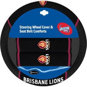 Brisbane Lions Steering Wheel Cover and Seatbelt Comforts