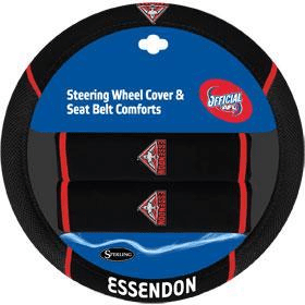 Essendon Bombers Steering Wheel Cover and Seatbelt Comforts