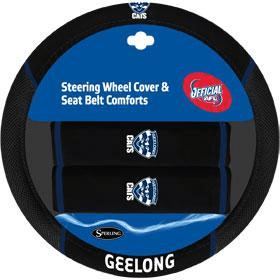 Geelong Cats Steering Wheel Cover and Seatbelt Comforts