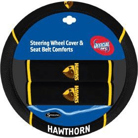 Hawthorn Hawks Steering Wheel Cover and Seatbelt Comforts