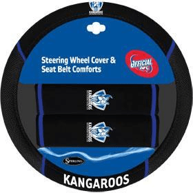 North Melbourne Kangaroos Steering Wheel Cover and Seatbelt Comforts