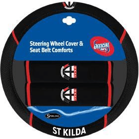 St Kilda Saints Steering Wheel Cover and Seatbelt Comforts