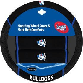Western Bulldogs Steering Wheel Cover and Seatbelt Comforts
